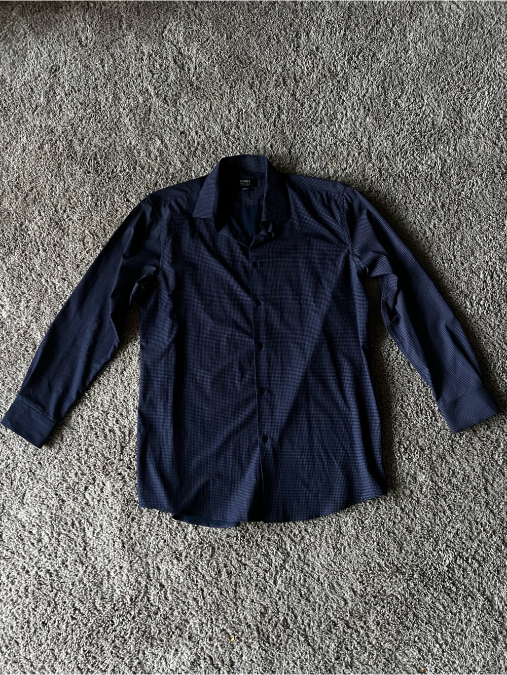 Jones New York Blue Geometric Long Sleeve Button Up Dress Shirt Slim Fit Size L